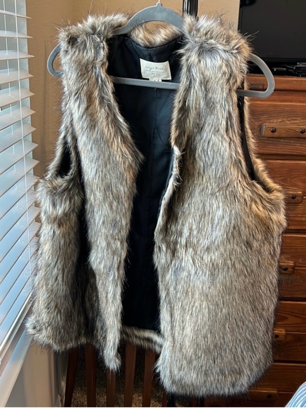 evy's tree Faux Fur Vest in Brown and Gray